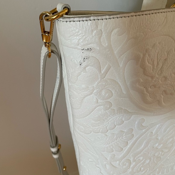 Large Versace Palazzo White Leather Embroidered Tote - Picture 5 of 5